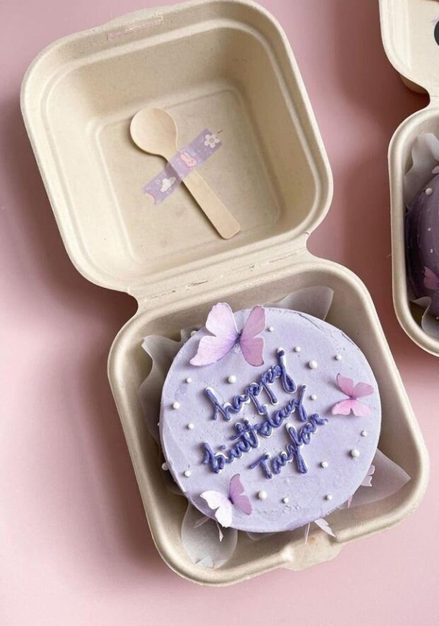 Mini Kraft Bday Cake Gift Box w/Mini Wooden Spoon Set