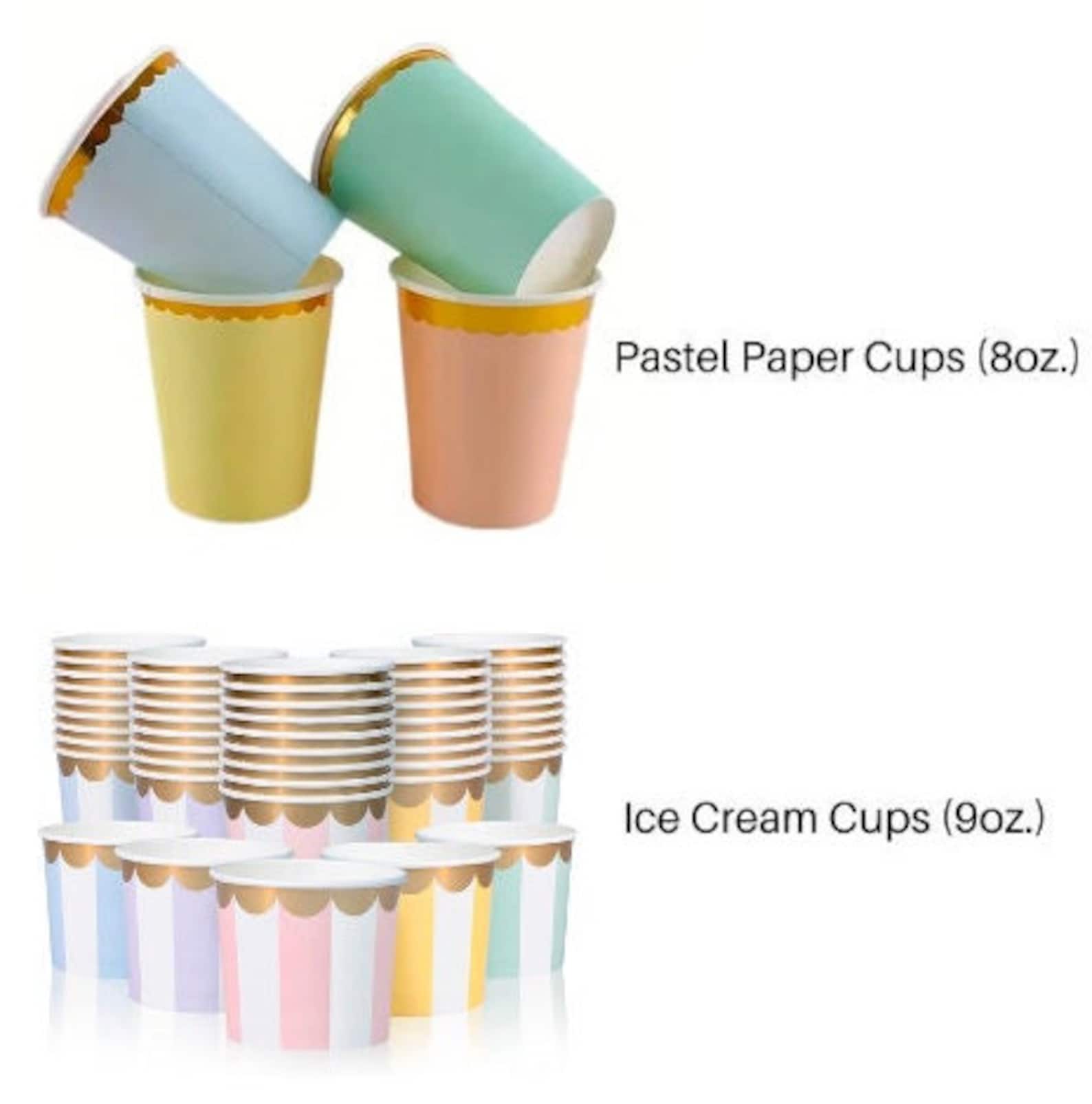 Ice Cream Party Tableware Set for 24 - Pastel Plates, Cups & Summer Party Supplies