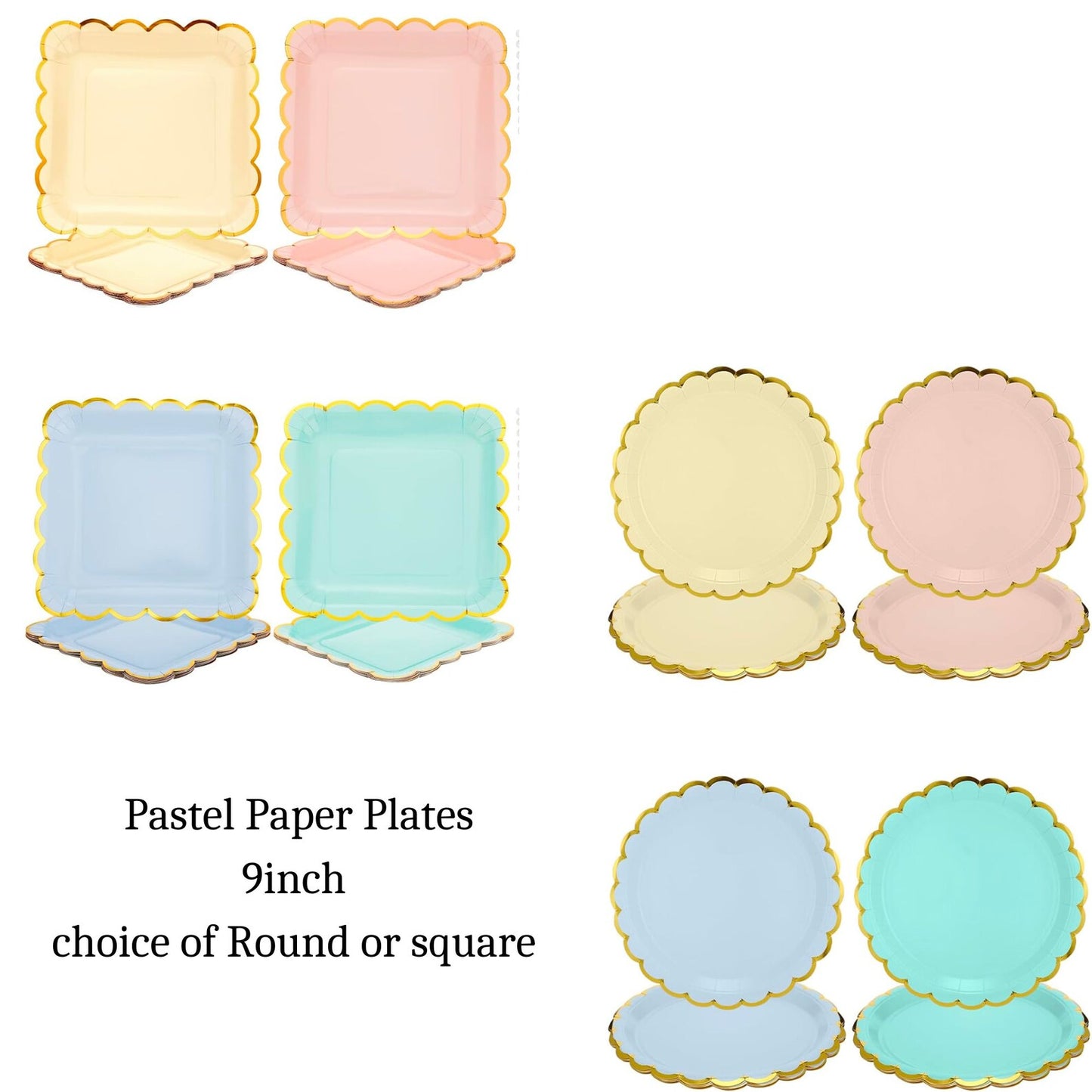 Pastel Party Paper Plates Cups Napkins Set