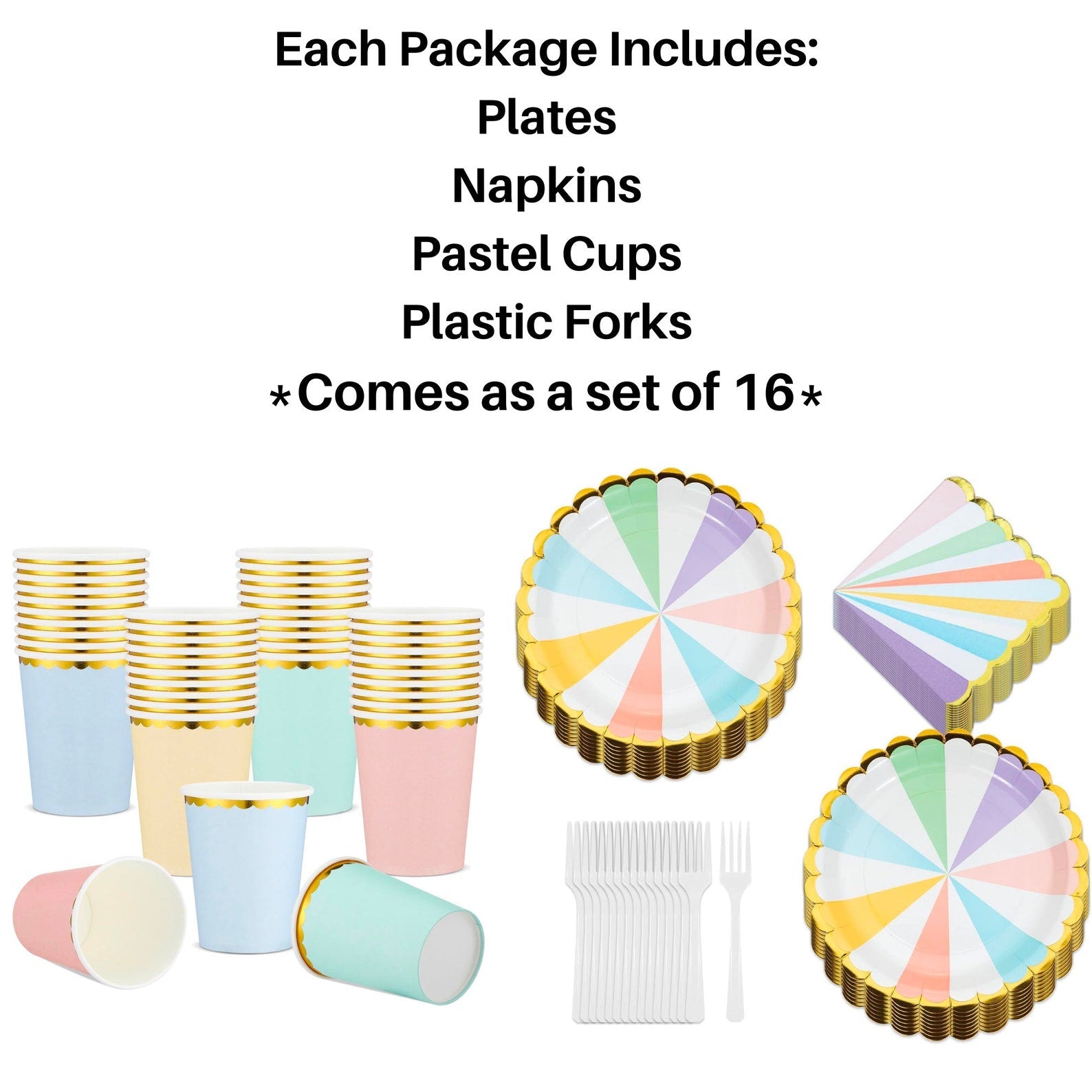 Carnival Party Tableware Set – 16 - Piece Disposable Plates, Cups, Napkins & Cutlery for Kids’ Birthdays - Pretty Party Boxx