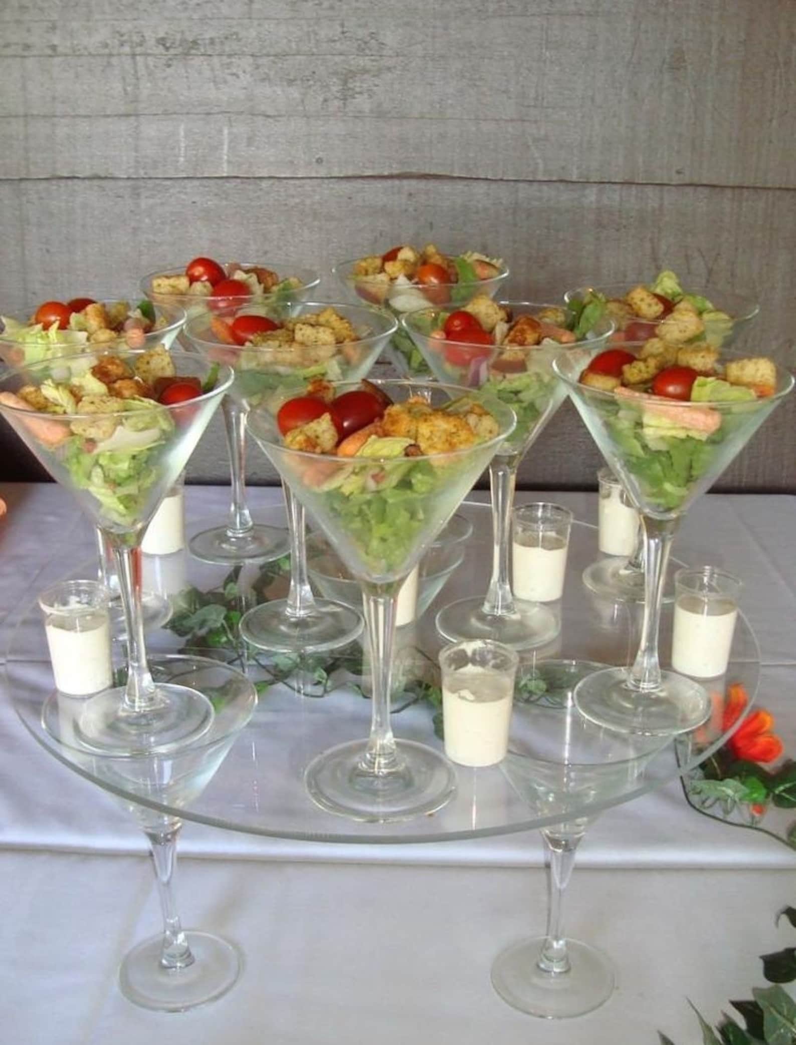 Acrylic Salad & Appetizer Cups with Mini Dressing Bottles & Forks – Set of 20