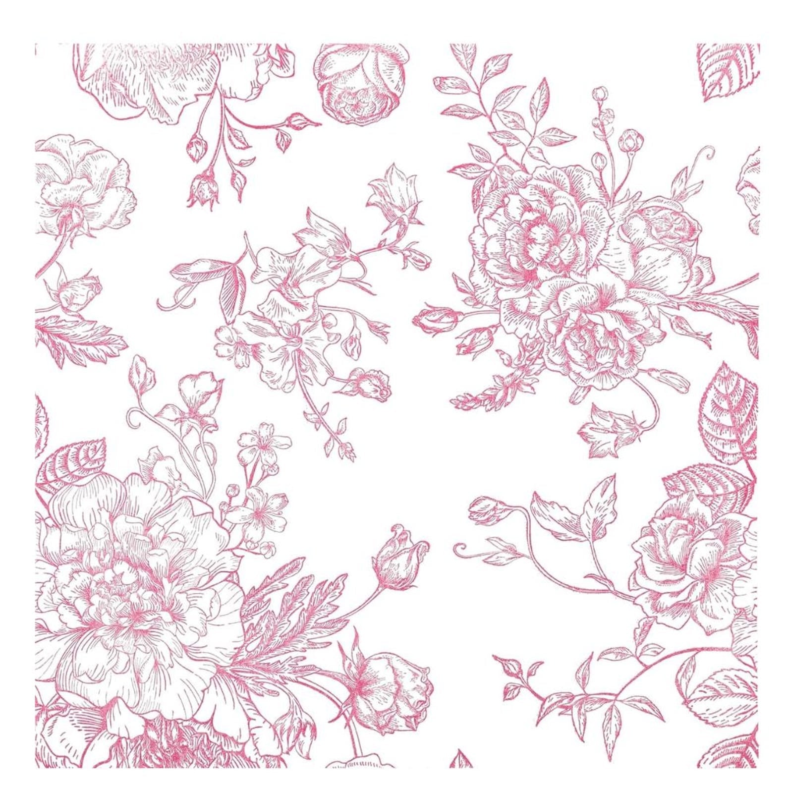 Floral Toile Paper Napkins – 20 - Piece Elegant Disposable Dinner Napkin Set for Events & Parties - Pretty Party Boxx