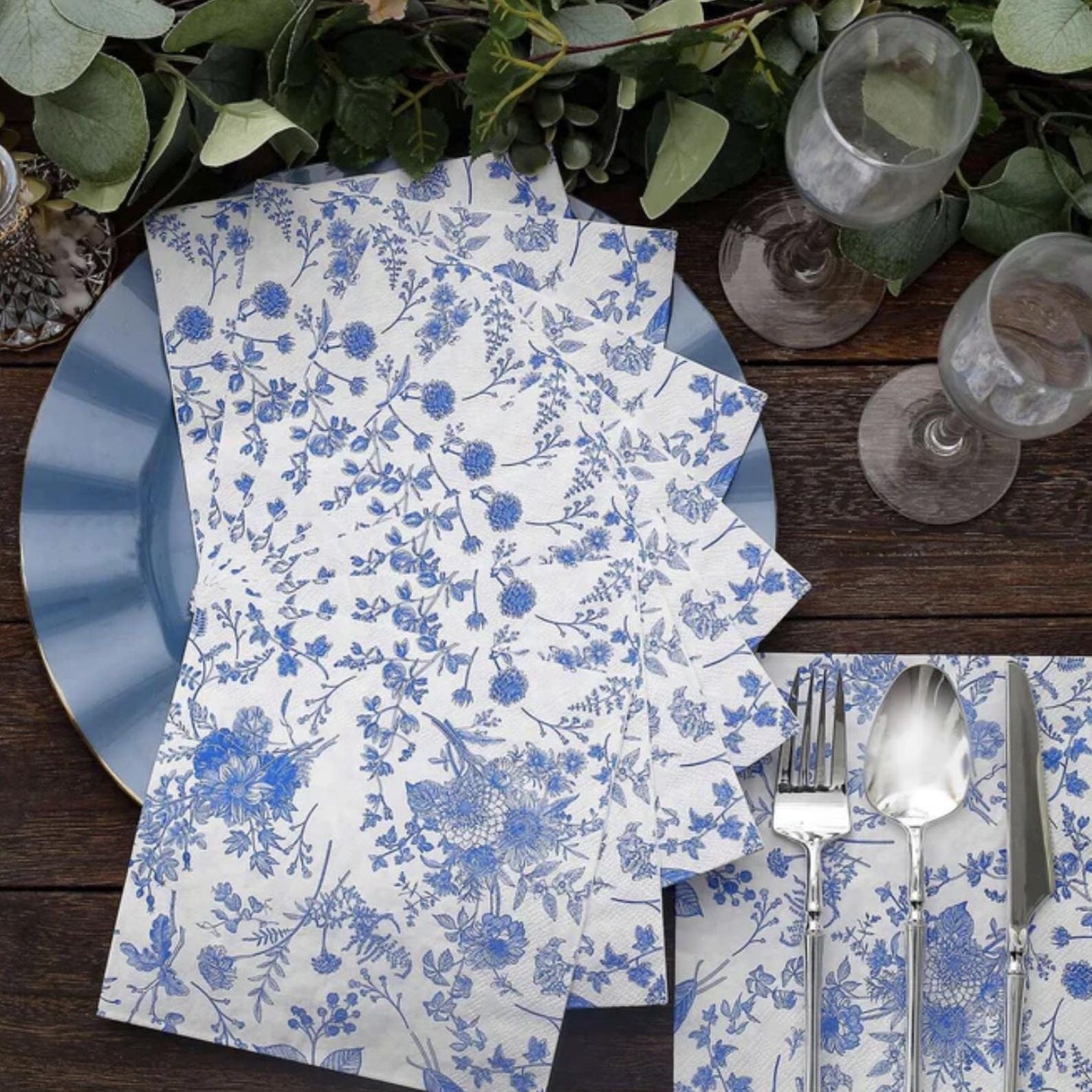 Elegant Disposable Paper Dinner Napkins – Toile Design Set of 25 for Weddings, Showers & Events - Pretty Party Boxx