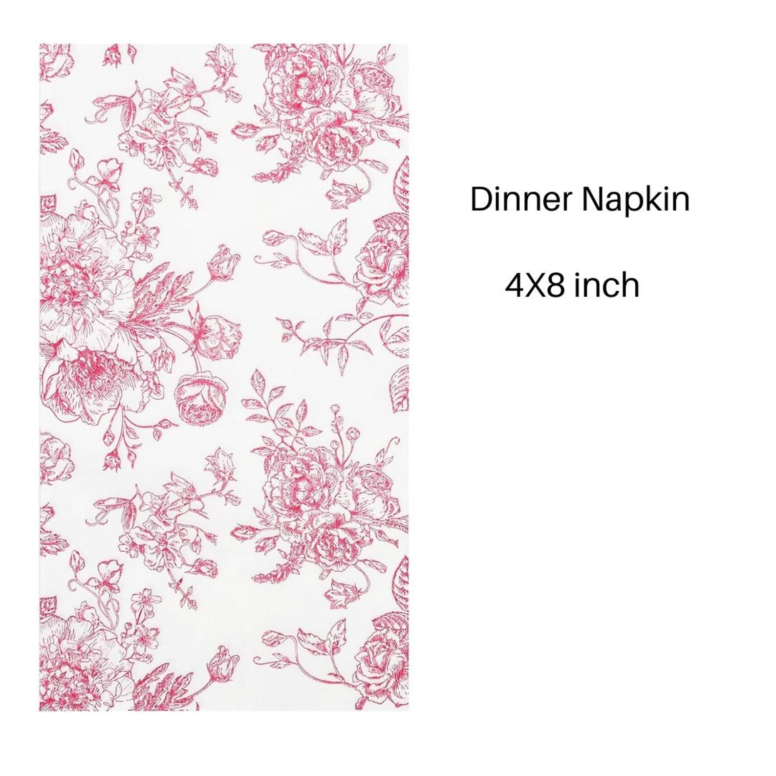 Floral Toile Paper Napkins – 20 - Piece Elegant Disposable Dinner Napkin Set for Events & Parties - Pretty Party Boxx
