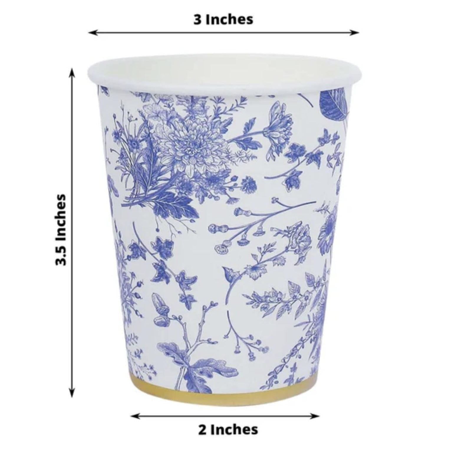 Floral Paper Party Cups – Set of 12 Disposable Drinkware for Events, Brunches & Showers - Pretty Party Boxx