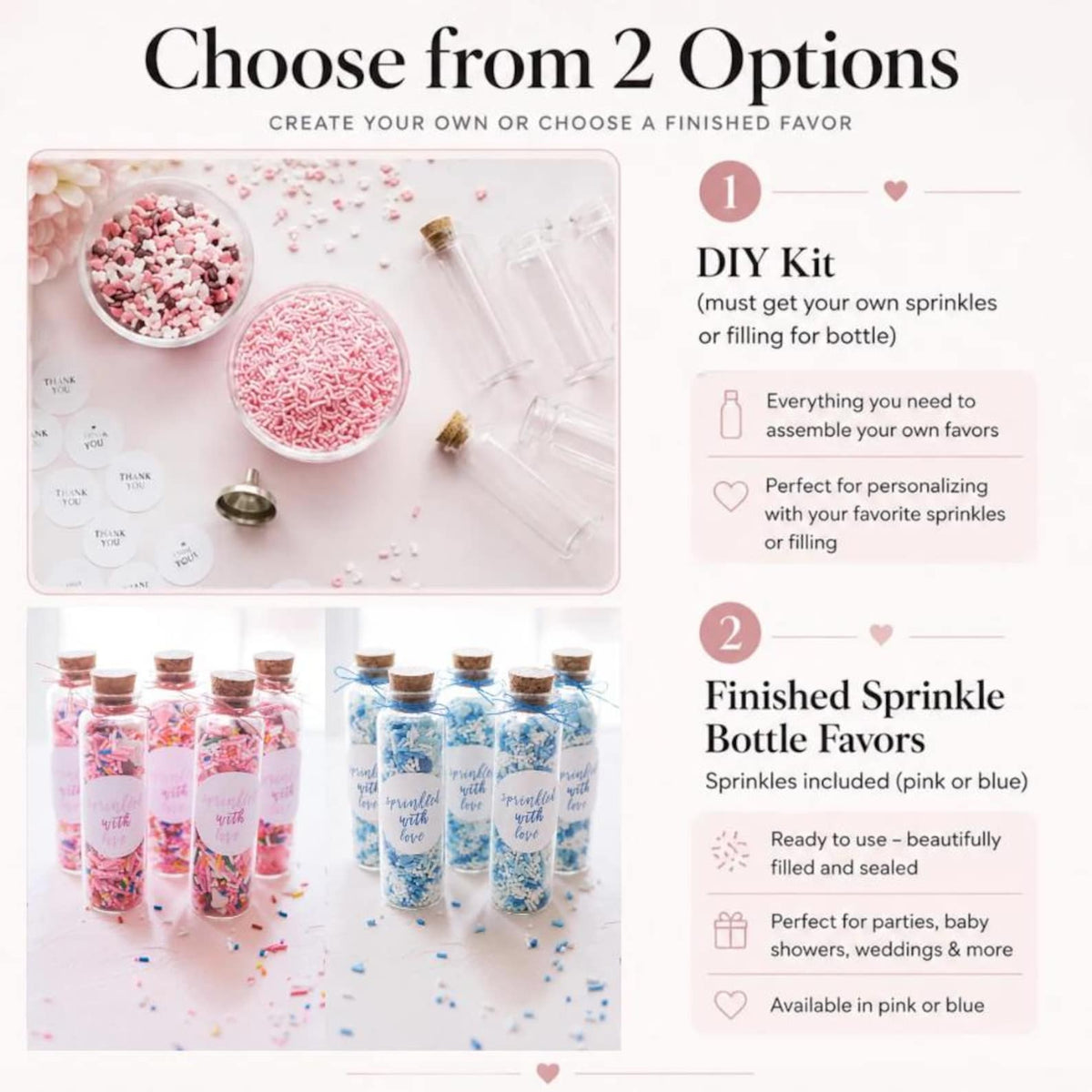 DIY Mini Sprinkle Bottle Favors Kit – Perfect for Baby Showers, Bridal Showers & Parties - Pretty Party Boxx