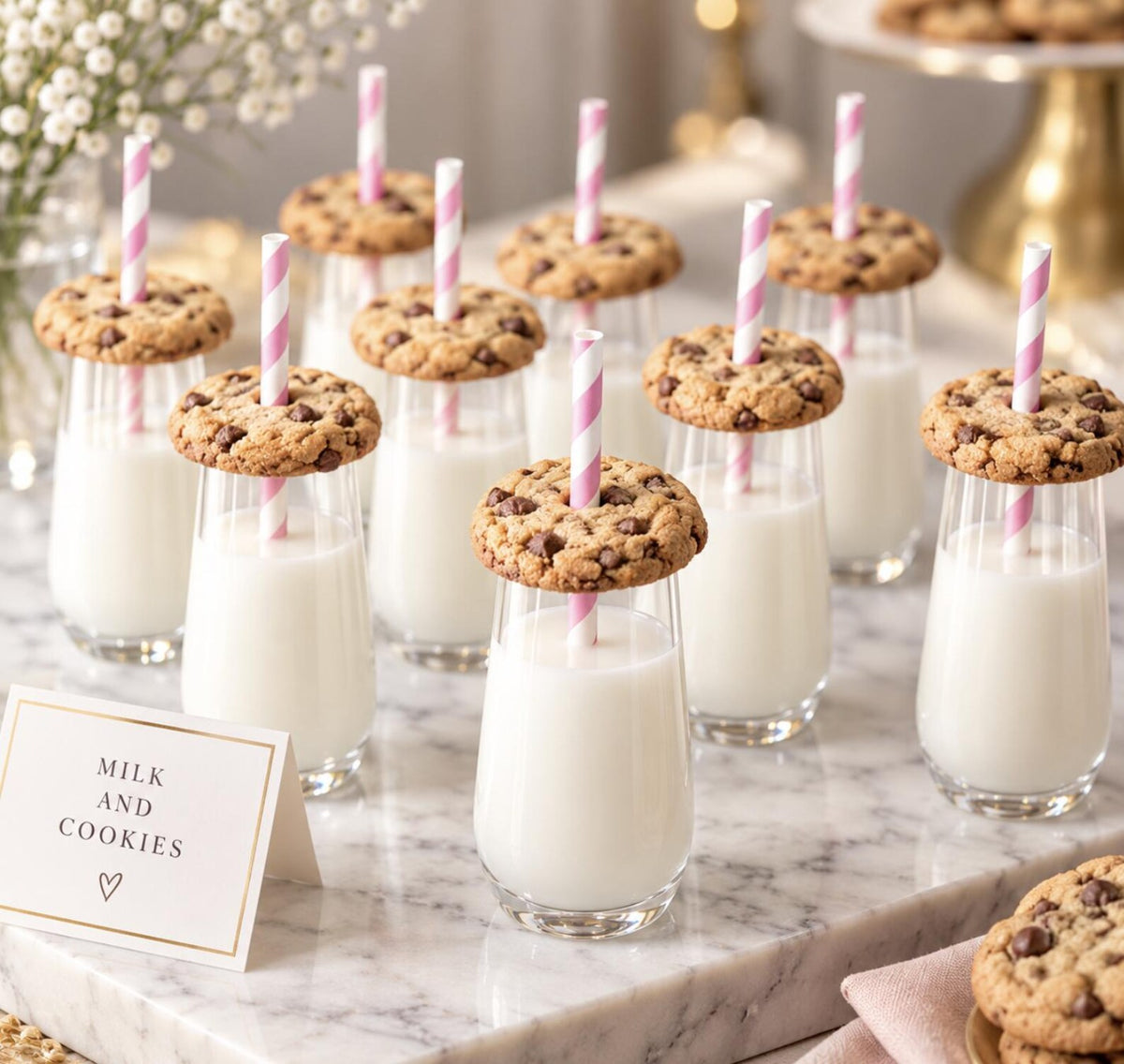 Mini Dessert Cups (3 oz) – Set of 12 Clear Acrylic Cups with Striped Paper Straws for Milk & Cookies, Shooters & Party Desserts