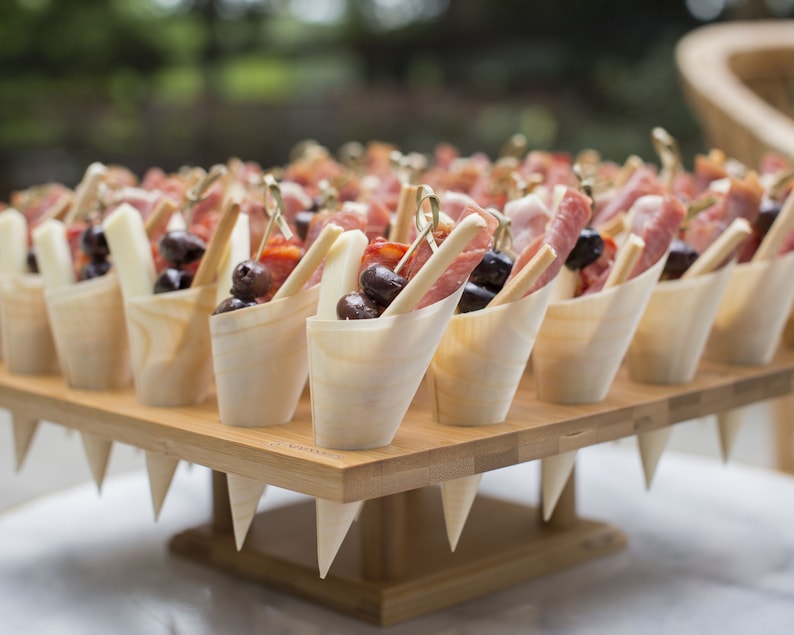 Charcuterie Bamboo Cups Cones Toothpicks for Stand Holder Grazing Table Appetizer Cups Cones Catered Events Buffets Bridal Showers Weddings