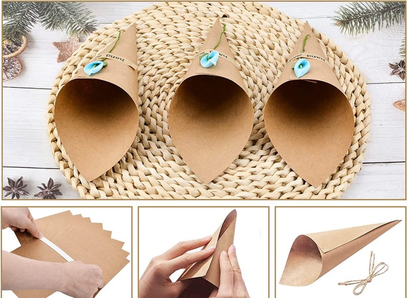 Brown Paper Charcuterie Cone w/Toothpicks Set