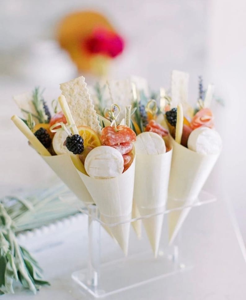 Charcuterie Bamboo Cups Cones Toothpicks for Stand Holder Grazing Table Appetizer Cups Cones Catered Events Buffets Bridal Showers Weddings