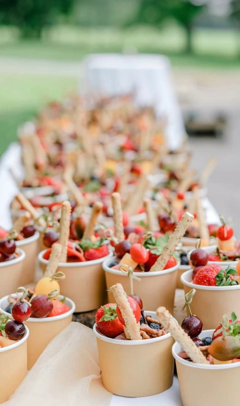 Charcuterie Favor Cups with Toothpicks Set – Elegant Snack Cups for Events, Parties & Weddings - Pretty Party Boxx