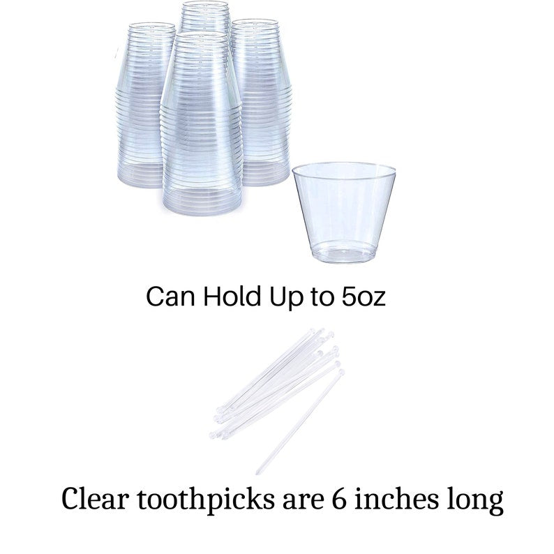 Clear Aesthetic Charcuterie Favor Cups and Toothpicks for Individual Charcuterie Board Display Appetizer Grazing Snack Cup Catered Event