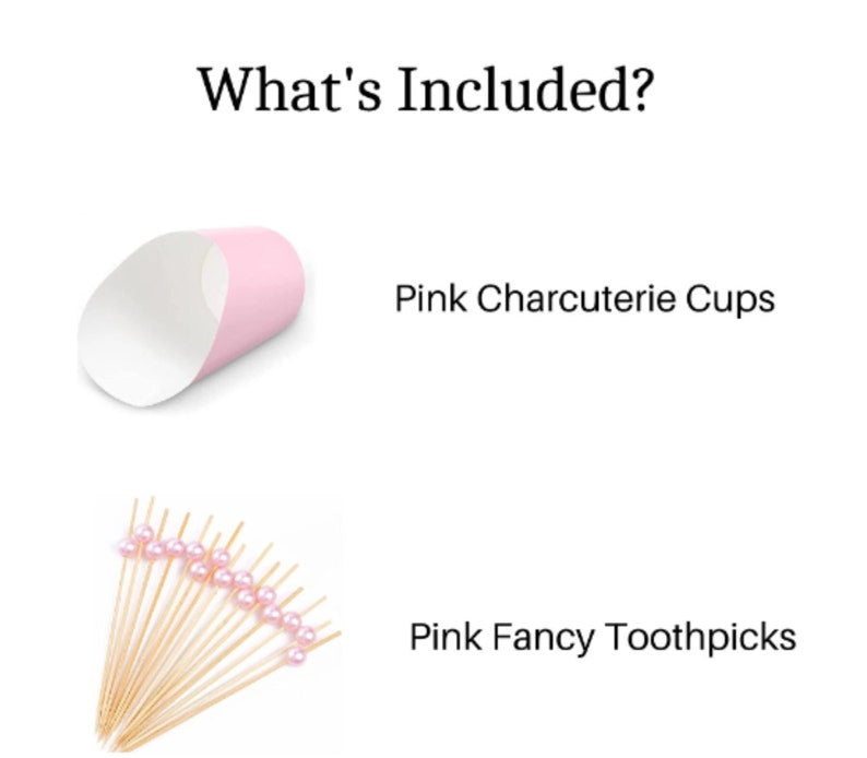 Pink Charcuterie Favor Cups and Toothpicks for Individual Charcuterie Cheese Board Food Display Appetizer Grazing Cup Catered Event Wedding