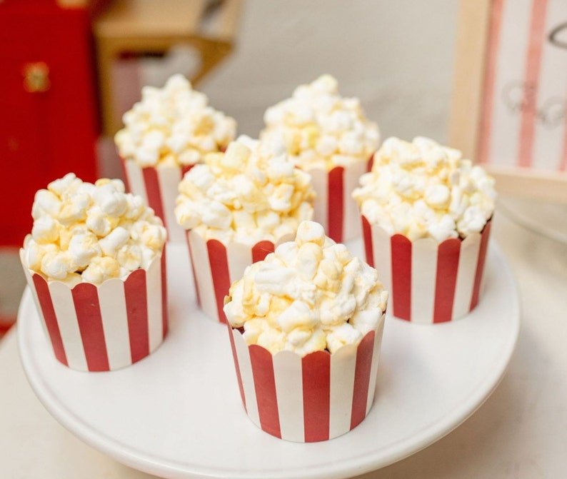 Striped Charcuterie Popcorn Favor Cups – Elegant Party & Dessert Display Cups for Weddings, Buffets & Catered Events - Pretty Party Boxx