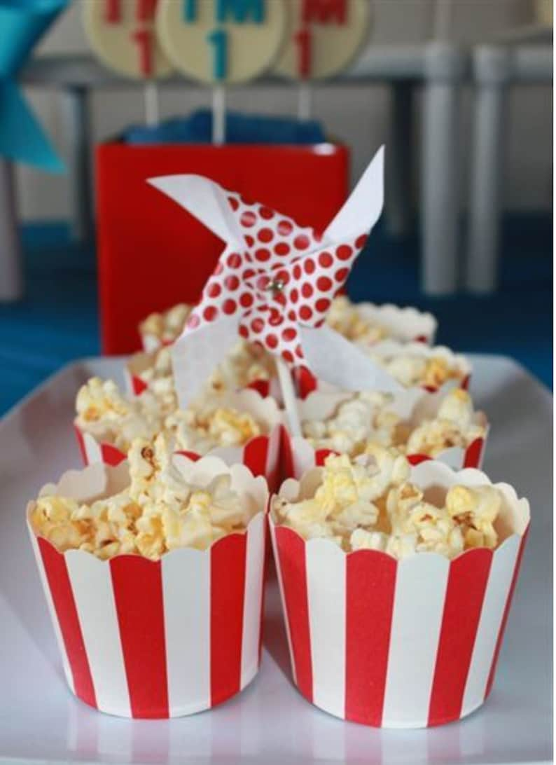 Striped Charcuterie Popcorn Favor Cups