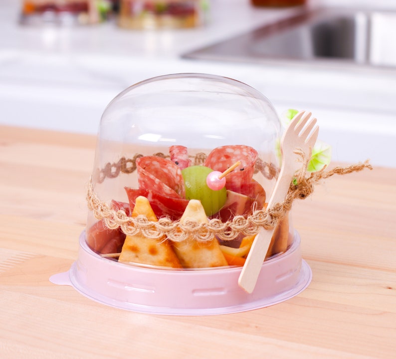 Charcuterie Dome Containers Cups with Mini Wooden Forks for Food Favor Dessert Display Individual Charcuterie Grazing Table Catering Wedding