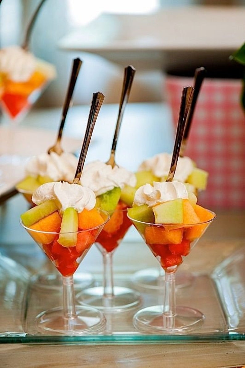 Fruit or Salad Appetizer Cups Mini Forks Set for Food Display Buffet Catered Event Wedding Brunch Grazing Station Charcuterie Cups