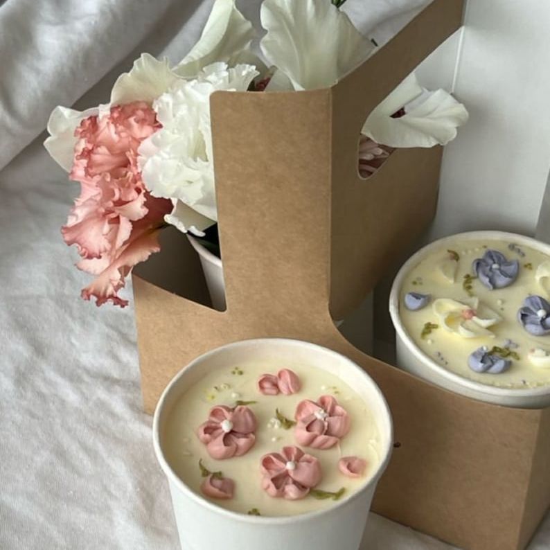 2 - Cup Drink and Flower Carrier with Handle – Recyclable Takeaway Holder for Weddings, Cafes & Catering - Pretty Party Boxx