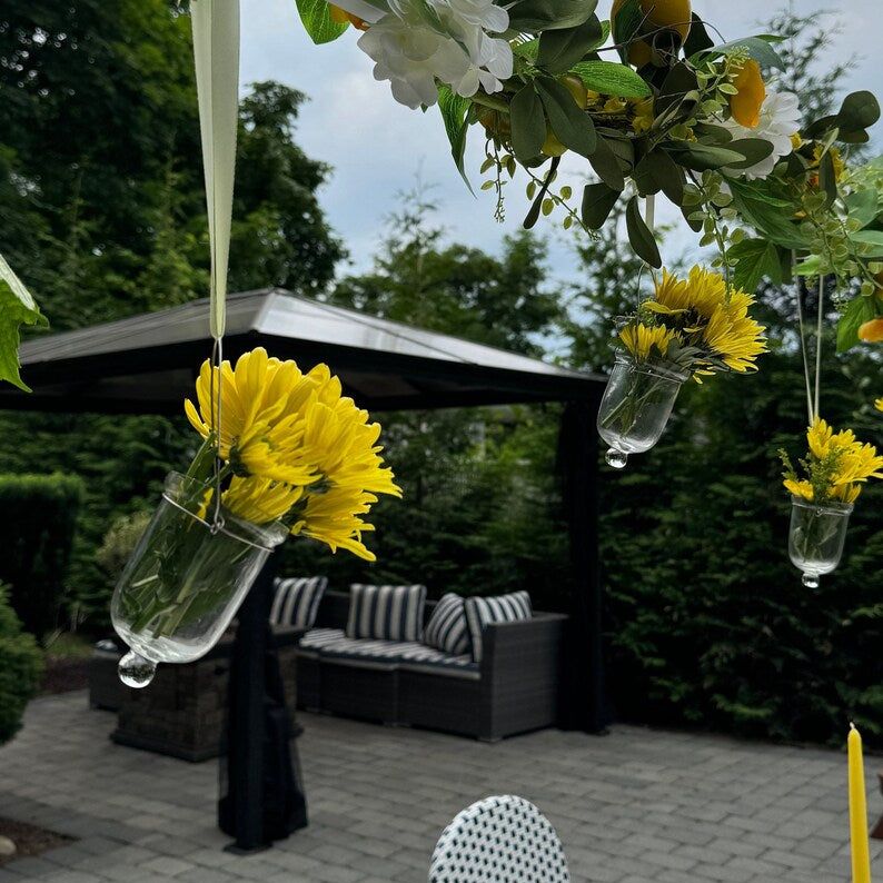 Hanging Flower Holder Candle Votive Set – Elegant Glass Centerpiece for Weddings, Parties & Home Décor - Pretty Party Boxx