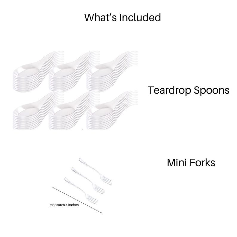 Tear Drop Asian Spoon Mini Cup Appetizers with Forks for Hors D'oeuvres Desserts Appetizer Dishes Catering Event Buffet Table Small Plates