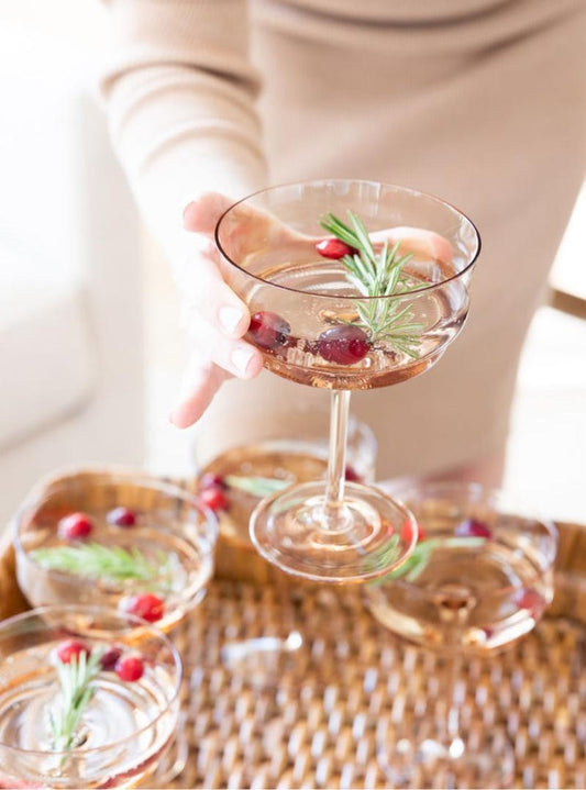 Acrylic Champagne Glasses w/Plastic Drink Swizzle Sticks Cocktail Set