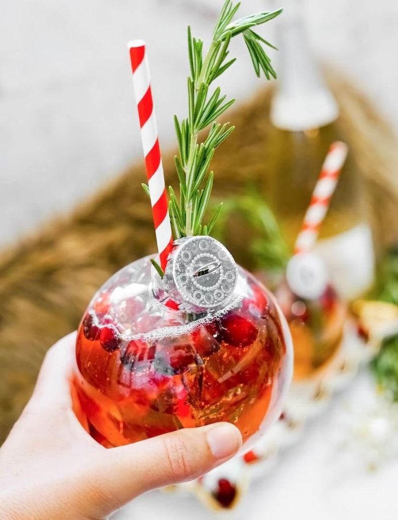 Acrylic Ornament Drink w/Paper Straws Cocktail Set