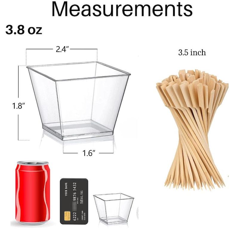 Acrylic Appetizer Cups with Wooden Skewers – Set of 25 Disposable Serving Cups for Grazing Tables, Weddings & Events - Pretty Party Boxx