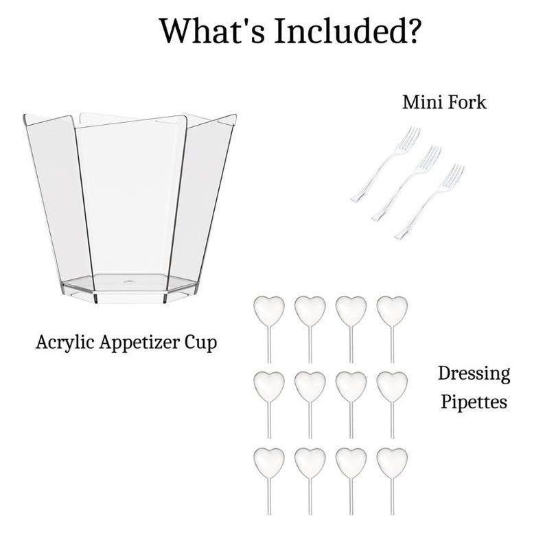 Acrylic Appetizer Cups with Heart - Shaped Pipettes & Mini Forks – 20 - Piece Set for Weddings & Events - Pretty Party Boxx