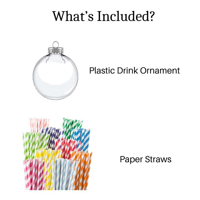 Acrylic Ornament Drink Cups with Paper Straws – Holiday Cocktail Set for Christmas Parties, Weddings & Winter Events - Pretty Party Boxx