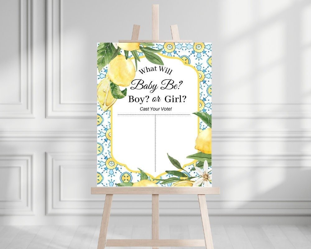 Editable Lemon Italian Themed Gender Reveal Sign – Printable Baby Shower & Bridal Shower Template - Pretty Party Boxx
