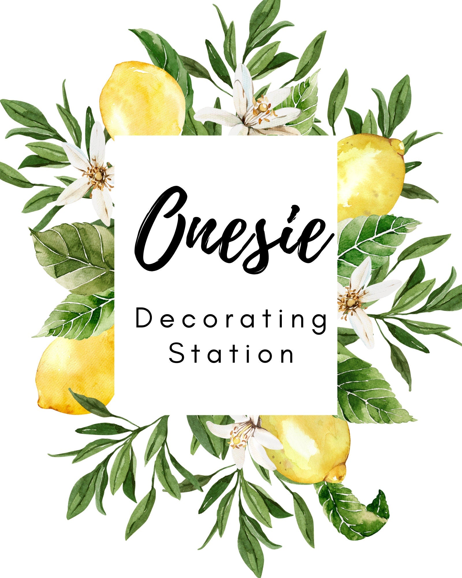 Lemon Italian Themed Onesie Decorating Station Sign – Editable Baby Shower Printable (Instant Download) - Pretty Party Boxx