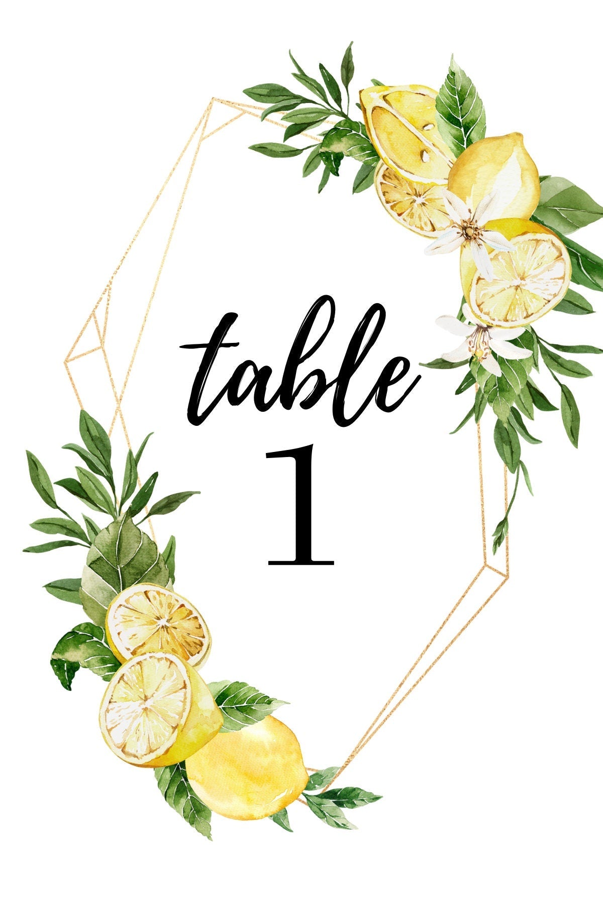 Italian Lemon Themed Table Numbers 1–6 – Printable Wedding, Bridal & Baby Shower Decor (Instant Download) - Pretty Party Boxx