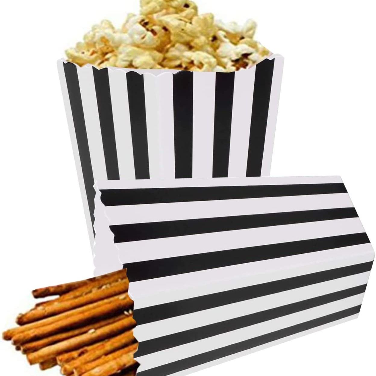 Mini Popcorn Cups for Parties Set of 12 – Scalloped Treat Boxes for Popcorn, Candy & Snacks (3 x 4 x 3 inches)