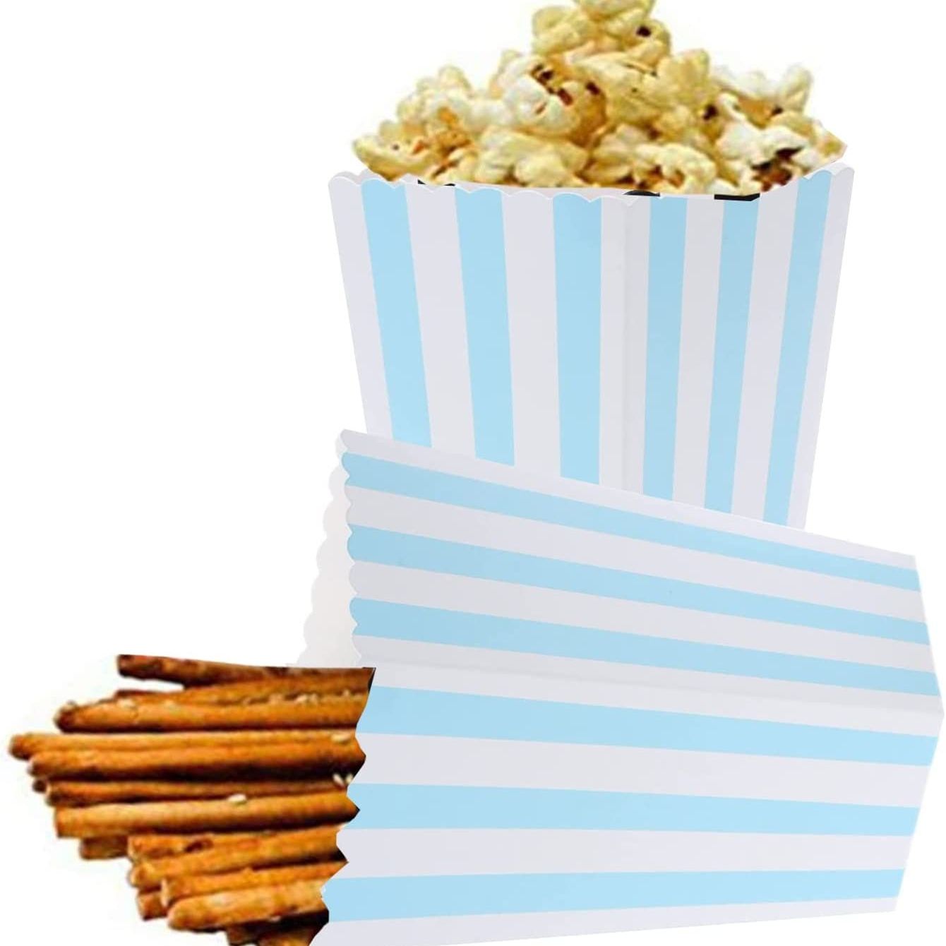 Mini Popcorn Cups for Parties Set of 12 – Scalloped Treat Boxes for Popcorn, Candy & Snacks (3 x 4 x 3 inches)