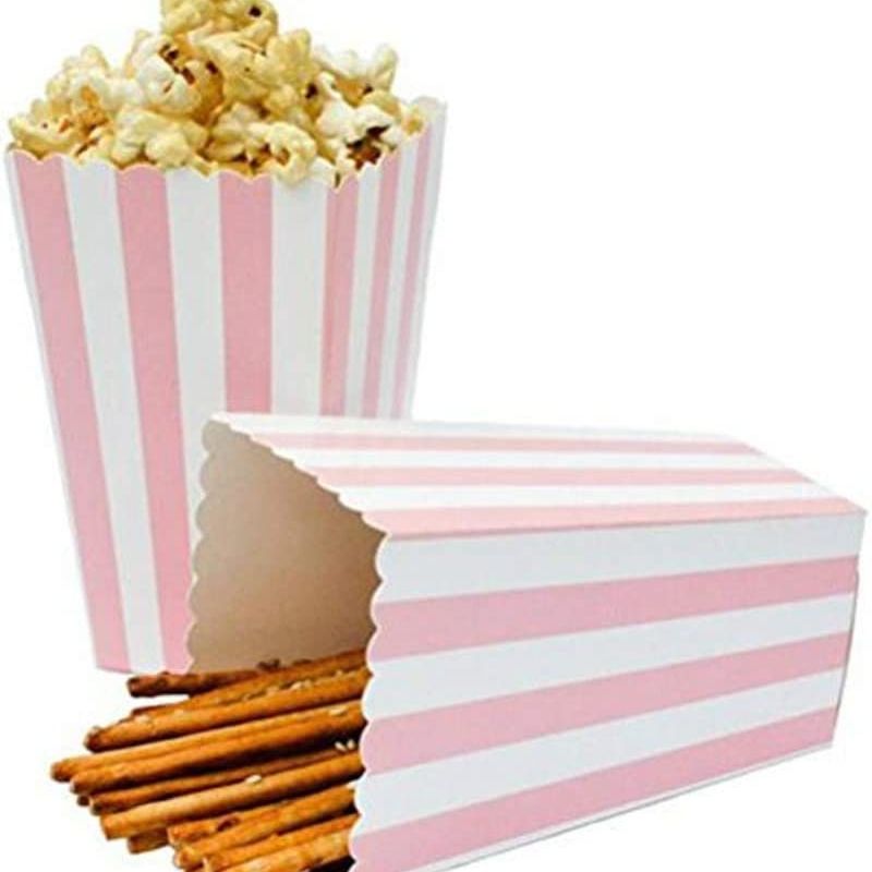 Mini Popcorn Cups for Parties Set of 12 – Scalloped Treat Boxes for Popcorn, Candy & Snacks (3 x 4 x 3 inches)