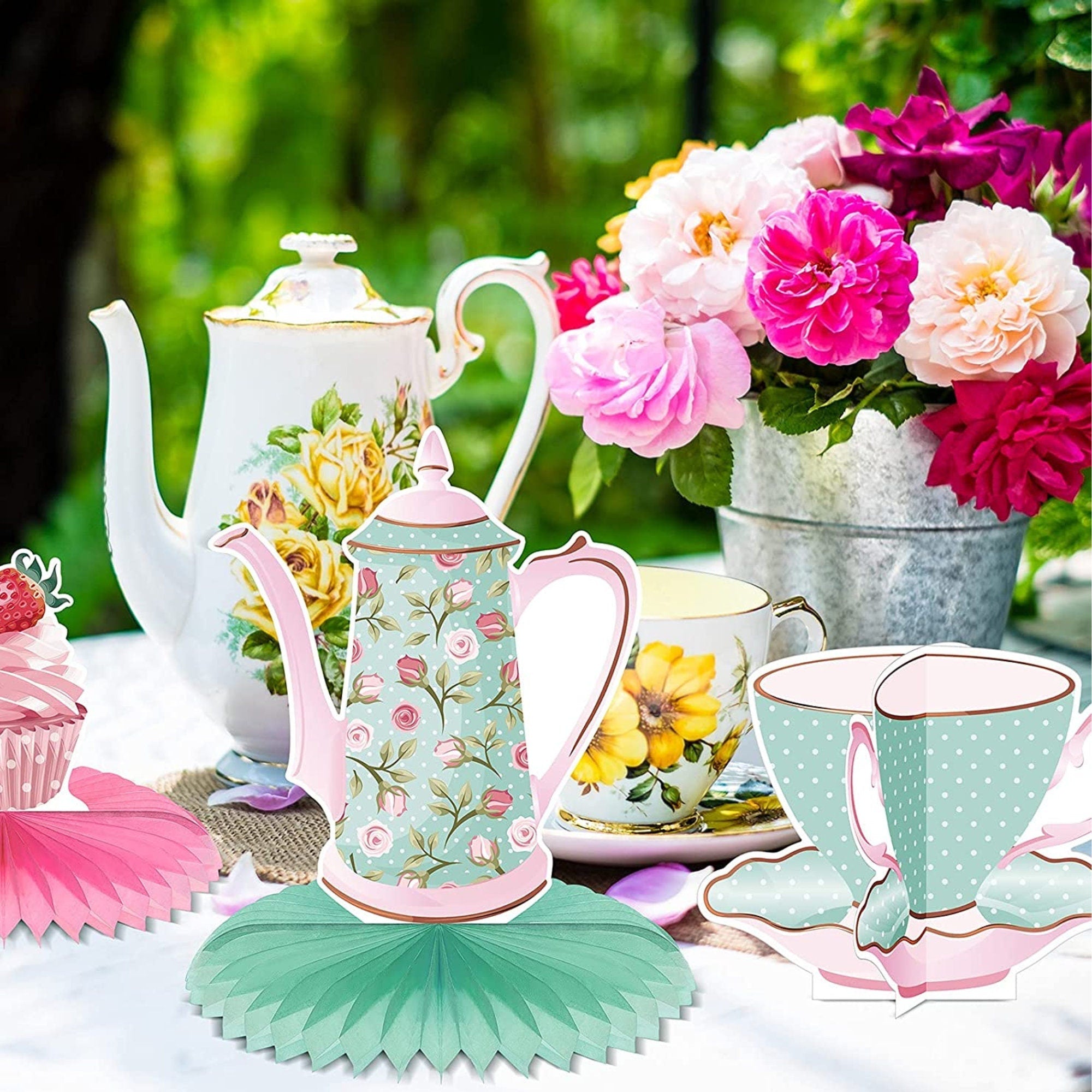 Tea Party Centerpieces – Elegant Table Decorations for Birthday, Baby Shower & Bridal Shower - Pretty Party Boxx