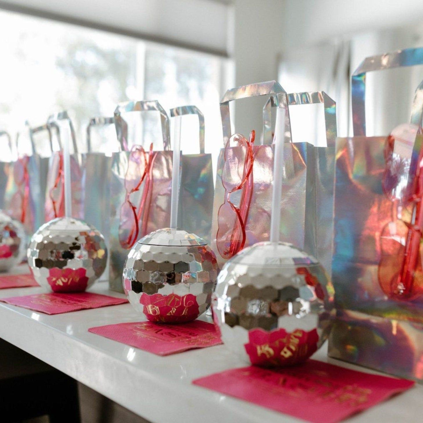Disco Ball Drink Tumbler with Straw – Sparkly Party Cup for Cocktails, Mocktails & Fun Beverages - Pretty Party Boxx