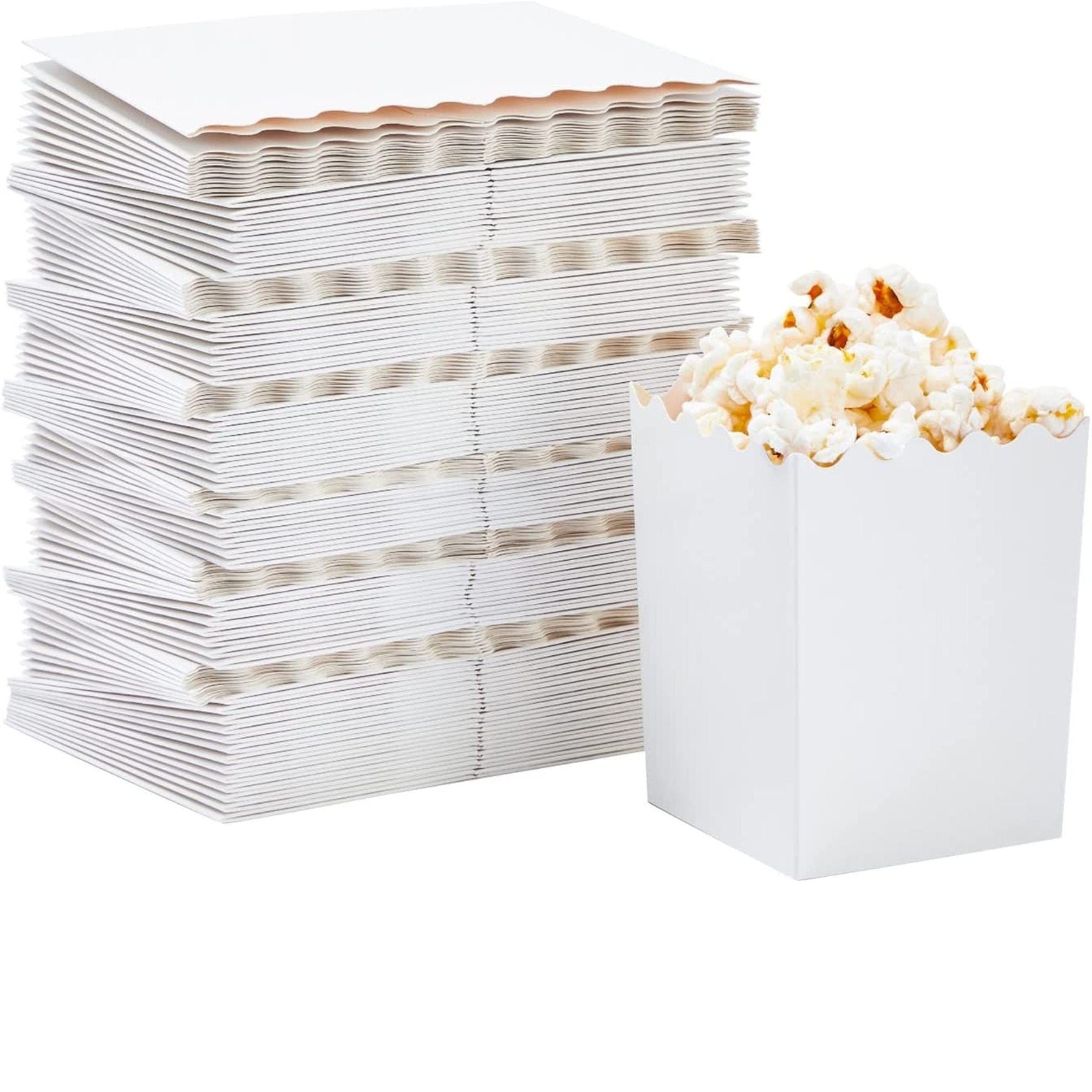 Mini Popcorn Cups for Parties Set of 12 – Scalloped Treat Boxes for Popcorn, Candy & Snacks (3 x 4 x 3 inches)