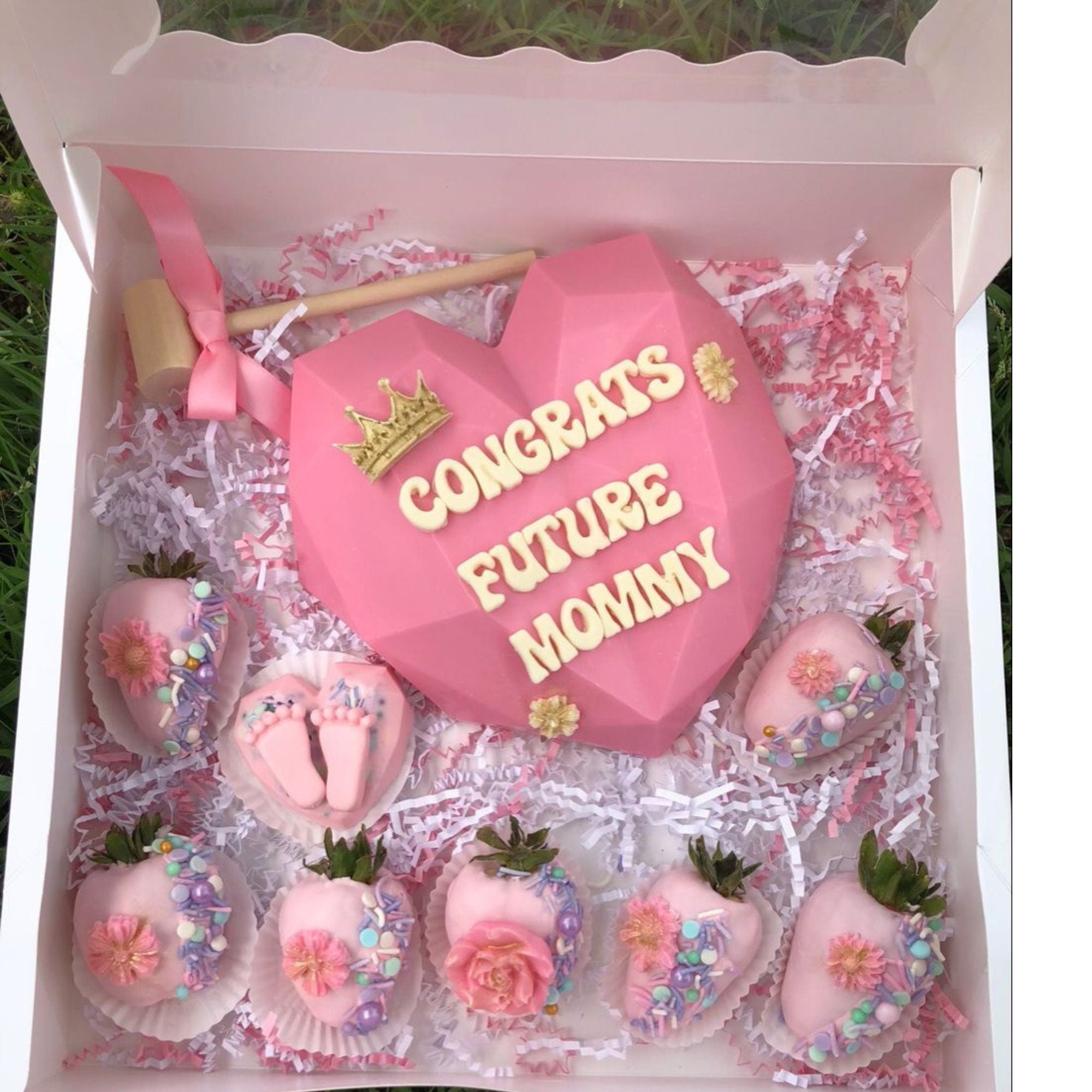 Breakable Heart Molds with Hammers – Silicone Diamond Heart Cake Mold Set for Chocolate, Candy & DIY Desserts | Valentine’s Day Gift Kit - Pretty Party Boxx