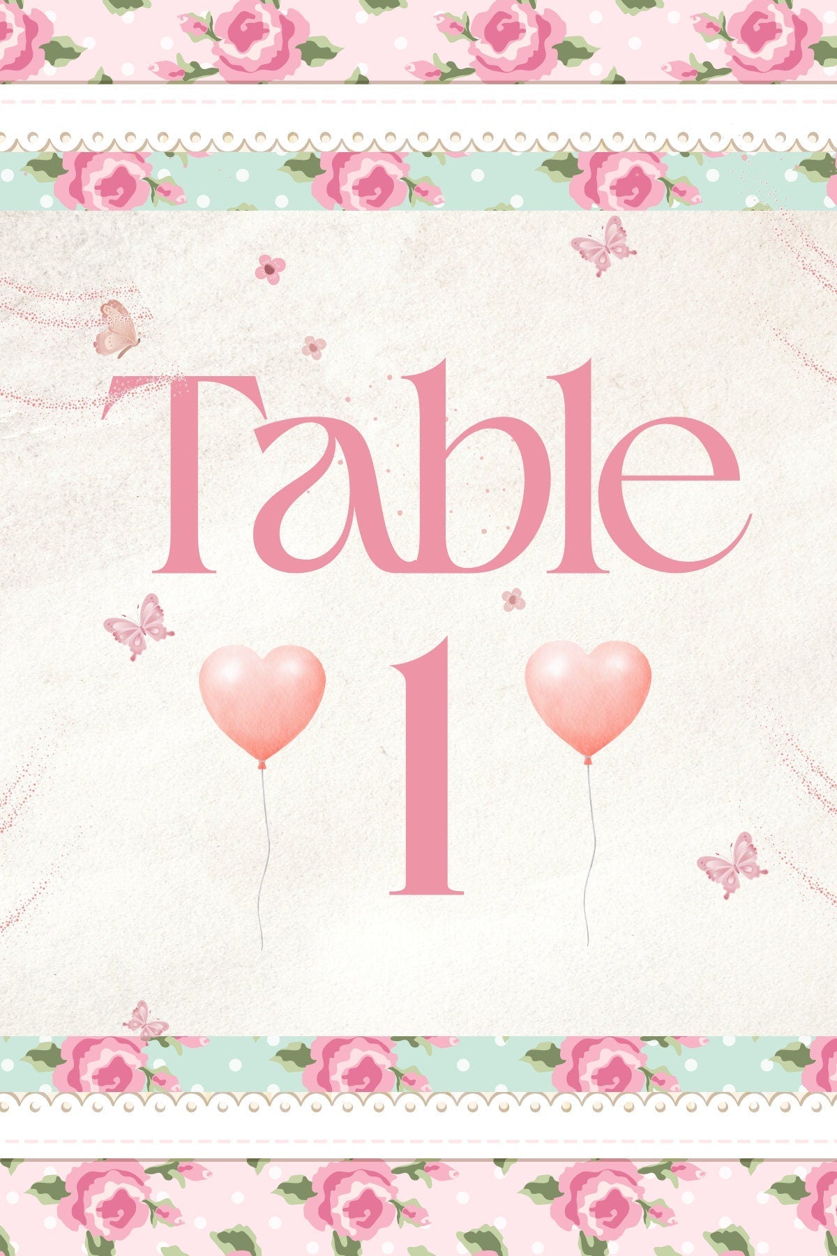 Floral Table Number Signs 1–6 – Editable Wedding Table Numbers Template | Digital Download - Pretty Party Boxx