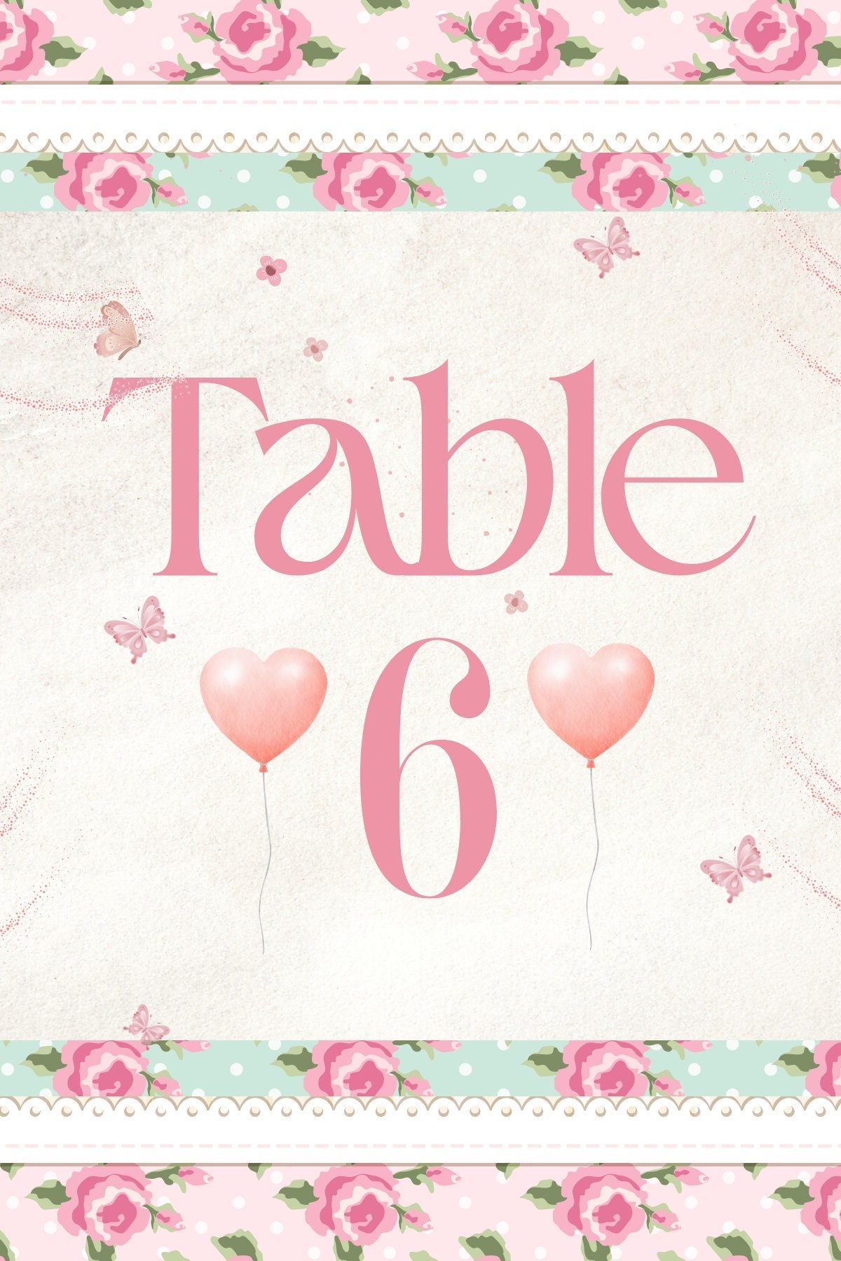 Floral Table Number Signs 1–6 – Editable Wedding Table Numbers Template | Digital Download - Pretty Party Boxx