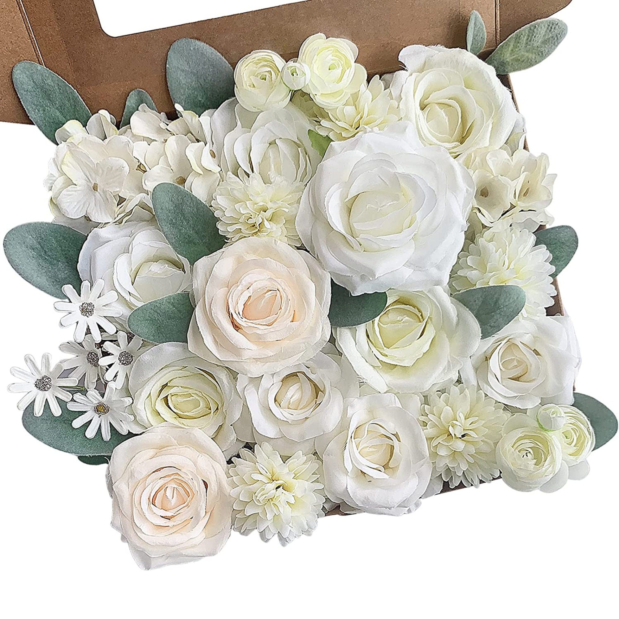 Faux Flower DIY Garland Kit – Silk Rose & Hydrangea Set for Weddings, Bouquets & Centerpieces - Pretty Party Boxx