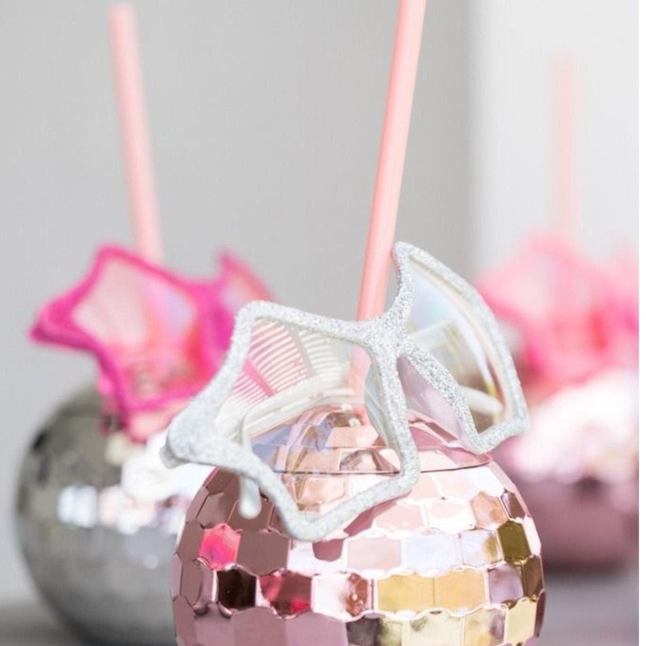 Disco Ball Drink Tumbler with Straw – Sparkly Party Cup for Cocktails, Mocktails & Fun Beverages - Pretty Party Boxx