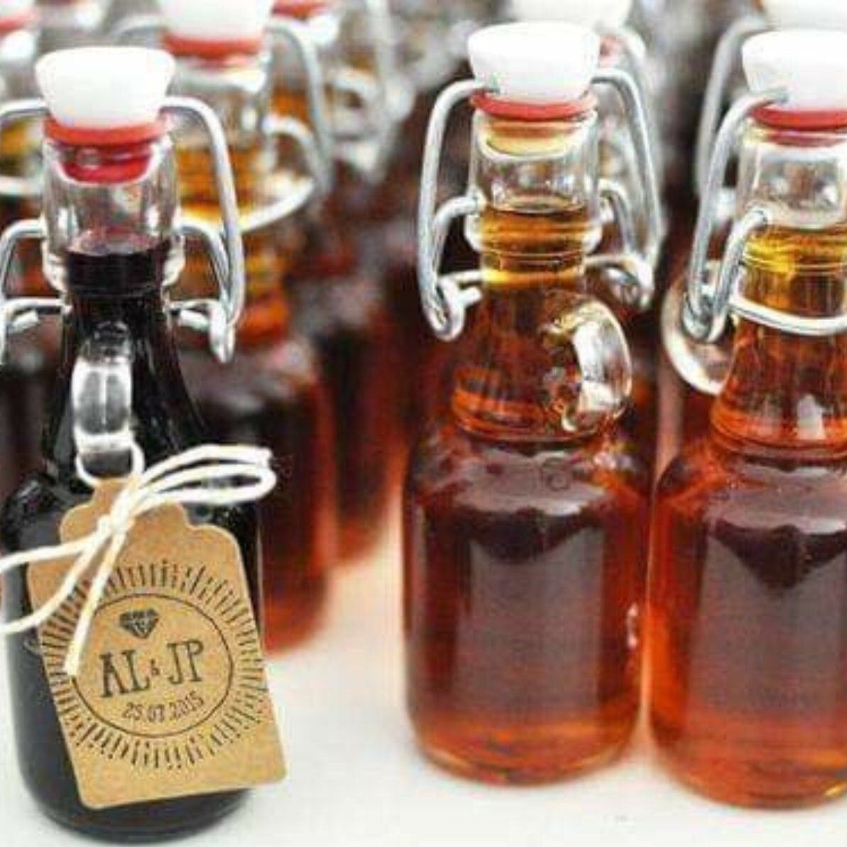 DIY Mini Swing Top Glass Favor Bottle Kit – 2oz Flip Top Bottles with Kraft Tags & Twine for Weddings, Showers & Crafts - Pretty Party Boxx