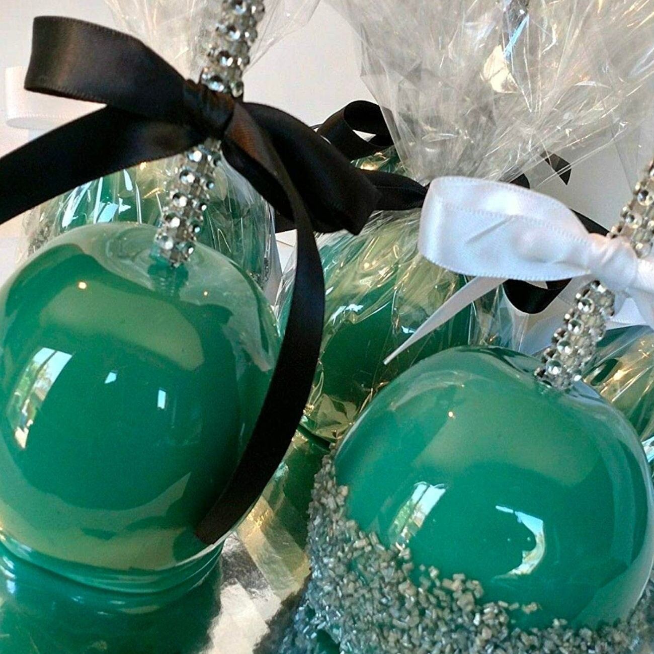 DIY Candy Apple Making Stick Kit Set of 24 – Bling Skewers with Ribbon & Favor Bags for Candy Apples, Cake Pops & Dessert Favors - Pretty Party Boxx