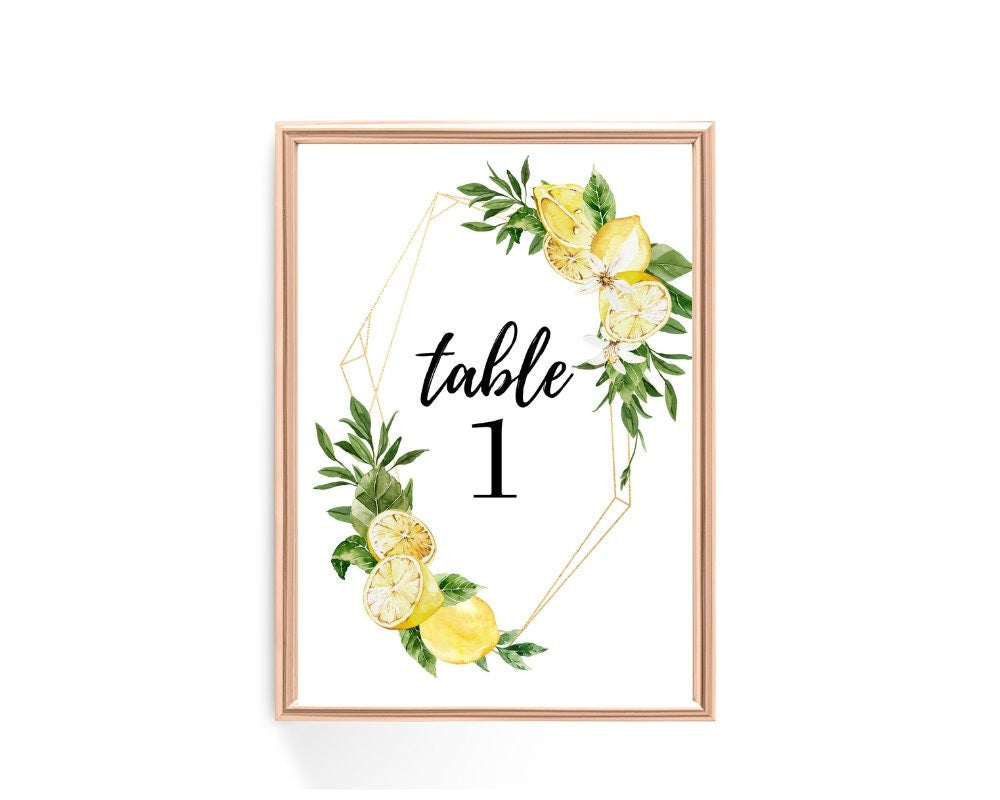 Italian Lemon Themed Table Numbers 1–6 – Printable Wedding, Bridal & Baby Shower Decor (Instant Download) - Pretty Party Boxx