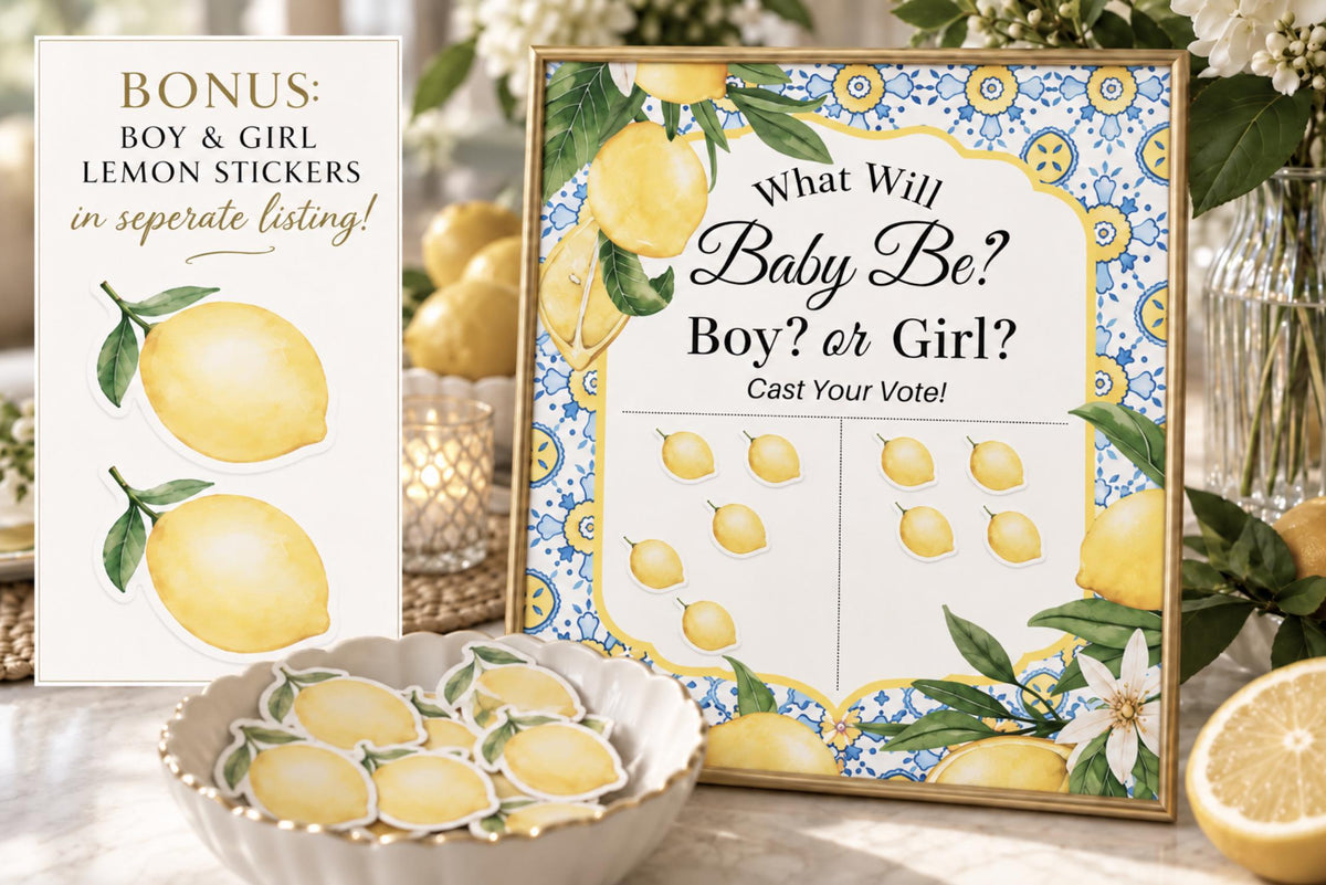 Editable Lemon Italian Themed Gender Reveal Sign – Printable Baby Shower & Bridal Shower Template - Pretty Party Boxx