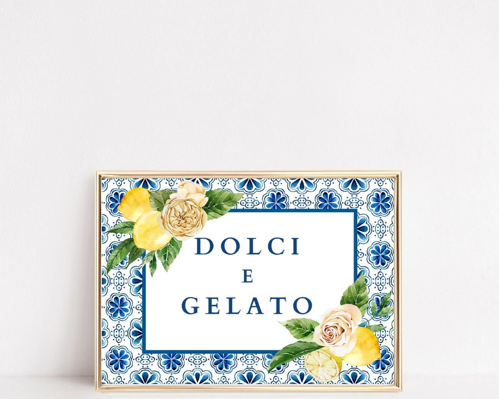 Lemon Italian Themed Dessert Table Sign – Editable Canva Template (Instant Download) - Pretty Party Boxx
