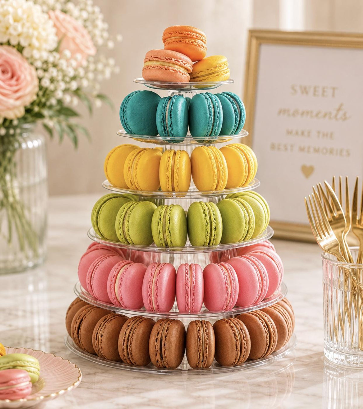 Macaron & Cupcake Tower Stand – Tiered Round Dessert Display for Weddings & Parties