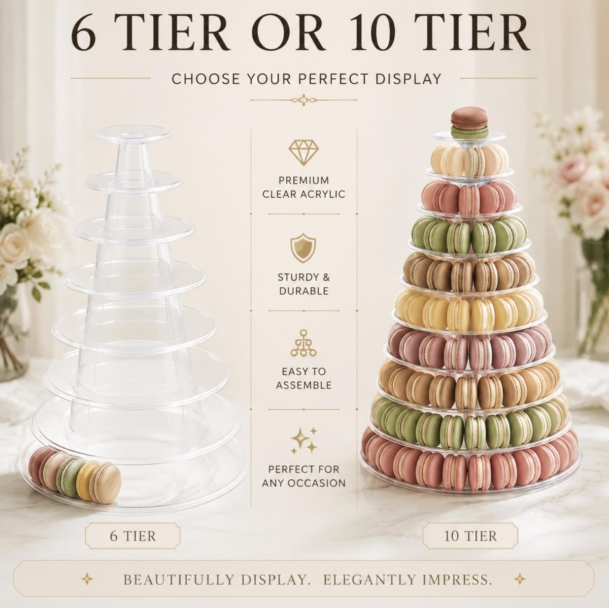 Macaron & Cupcake Tower Stand – Tiered Round Dessert Display for Weddings & Parties